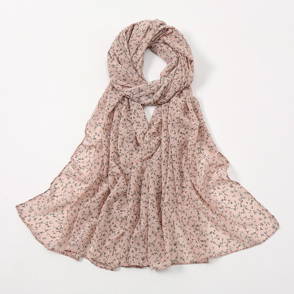 2022 Fashion Lovely Polka Floral Bubble Chiffon Instant Hijab Shawl