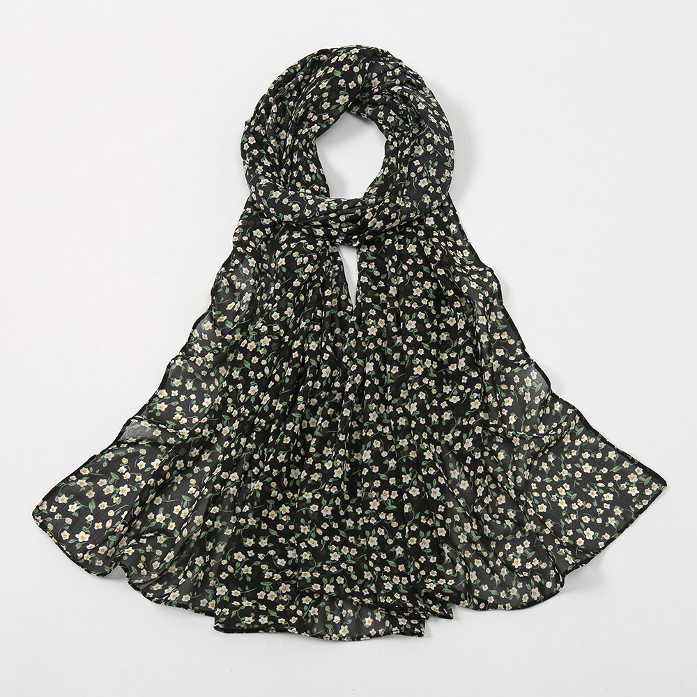 2022 Fashion Lovely Polka Floral Bubble Chiffon Instant Hijab Shawl