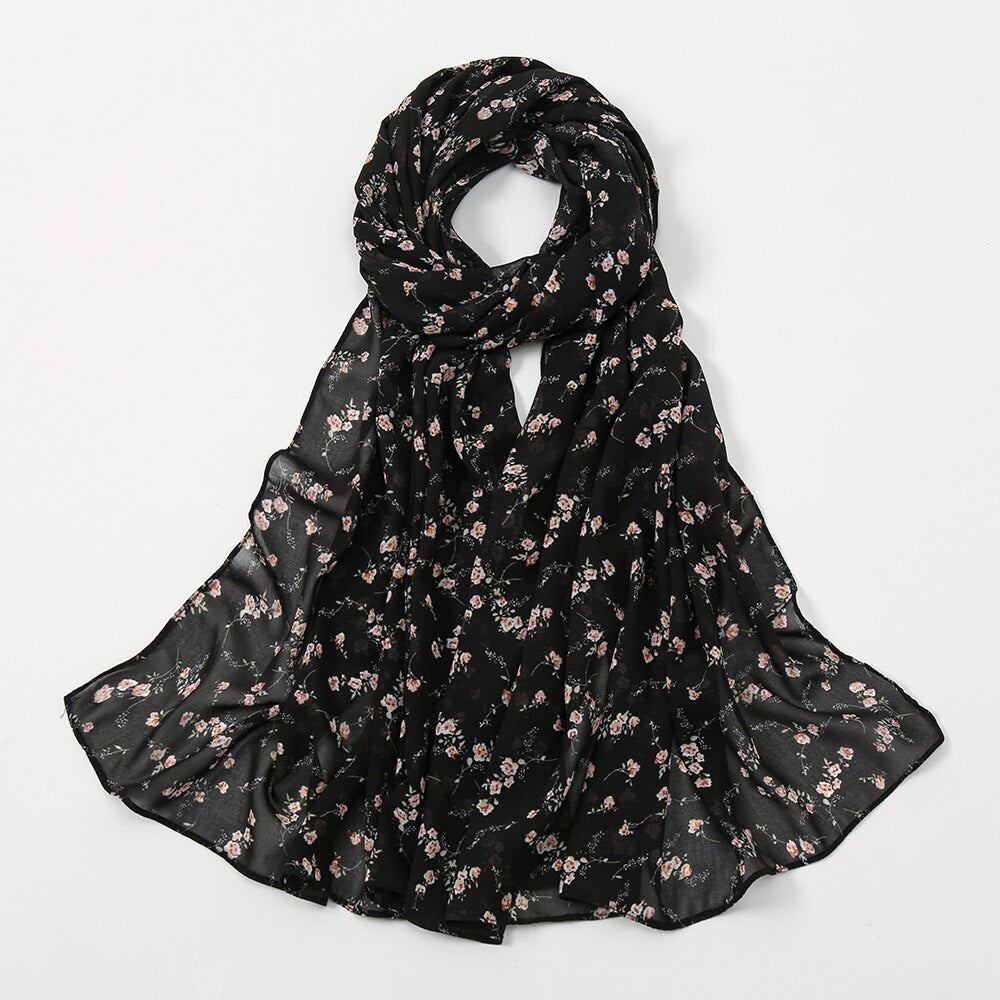 2022 Fashion Lovely Polka Floral Bubble Chiffon Instant Hijab Shawl