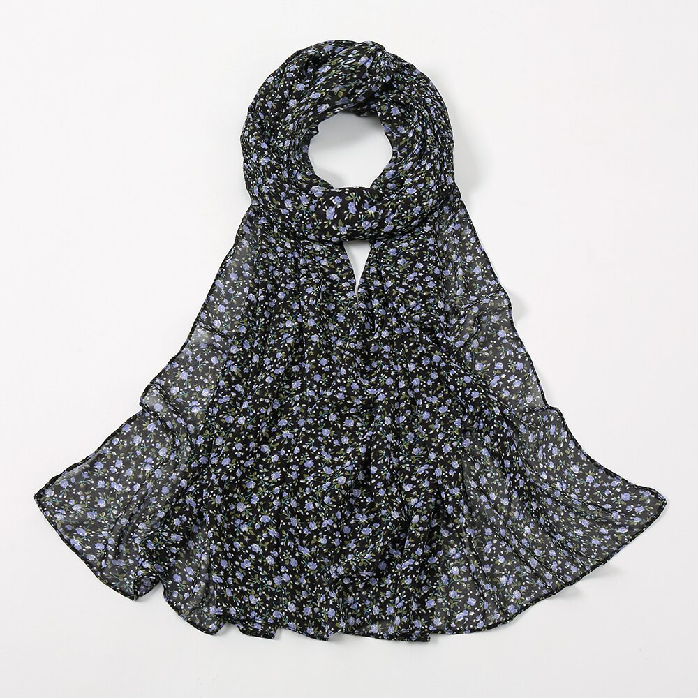 2022 Fashion Lovely Polka Floral Bubble Chiffon Instant Hijab Shawl