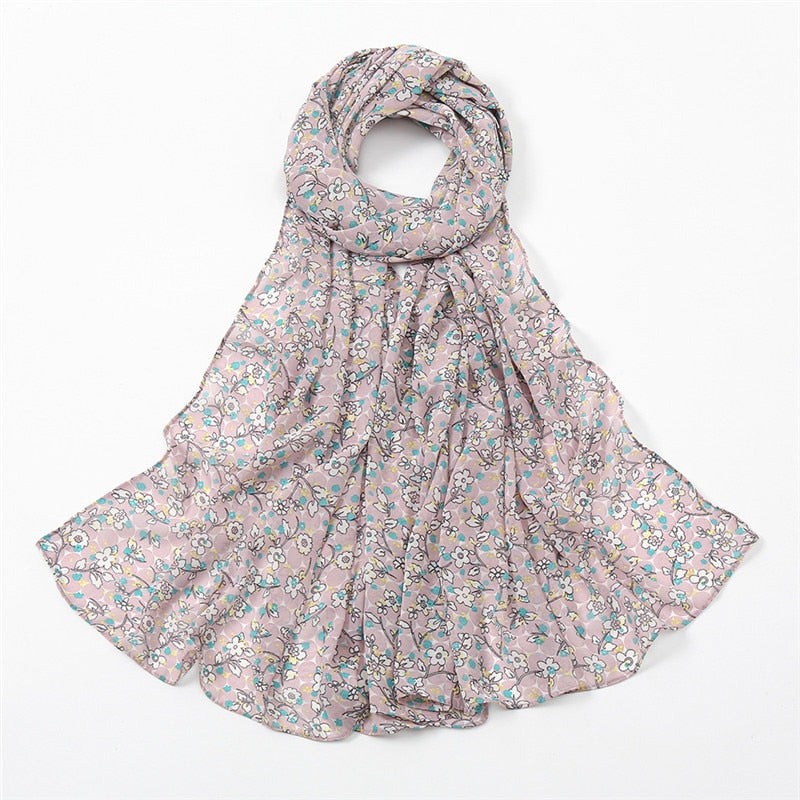 2022 Fashion Lovely Polka Floral Bubble Chiffon Instant Hijab Shawl