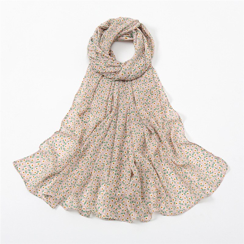 2022 Fashion Lovely Polka Floral Bubble Chiffon Instant Hijab Shawl